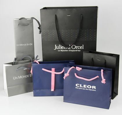 Προσαρμοσμένη επικαλυμμένη αναδιπλούμενη χαρτοσακούλα για πολυτελή δώρα χαρτοσακούλα για ψώνια με λαβή